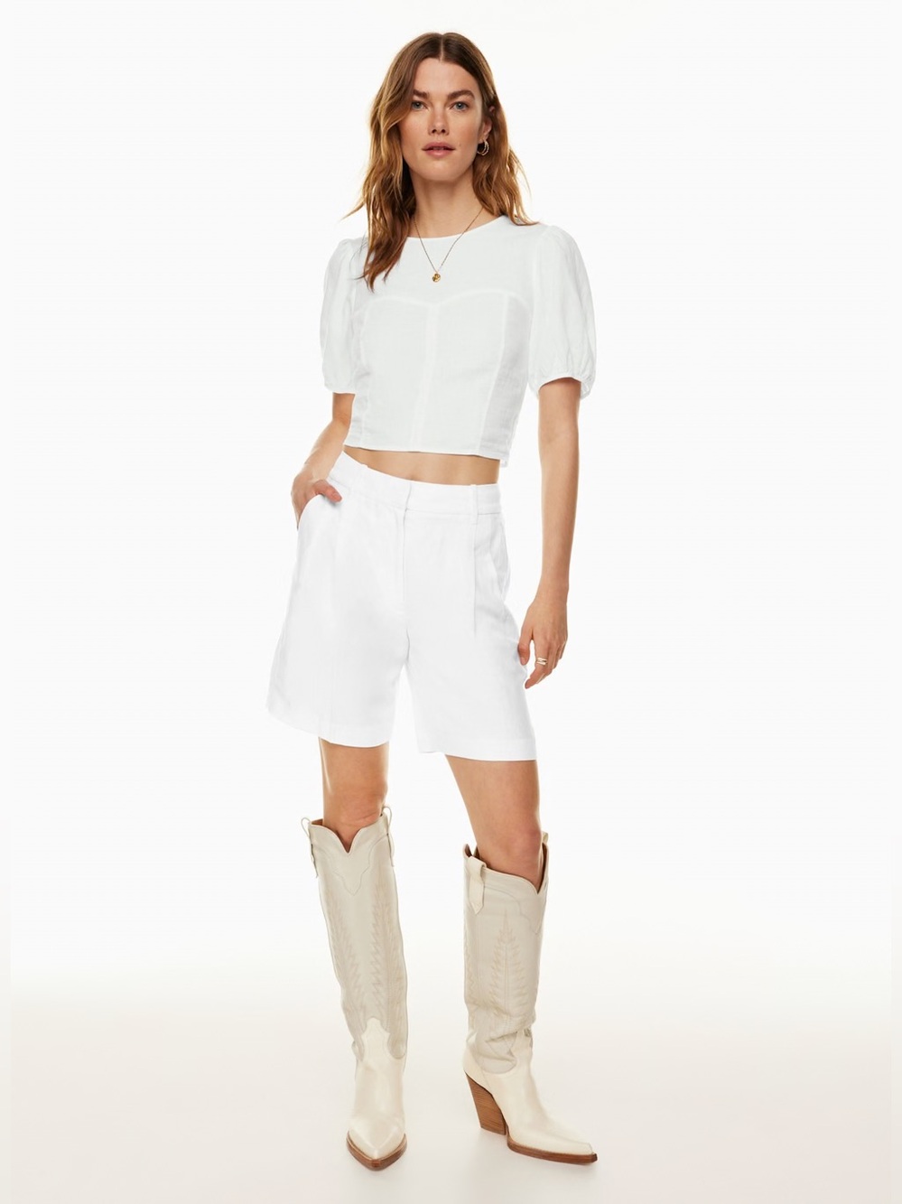 Aritzia Wilfred The Effortless Short Linen Long White Sz 4